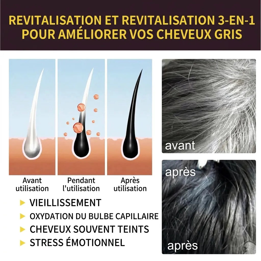 Shampoing réparateur et colorant pour cheveux noirs | Veiggara.