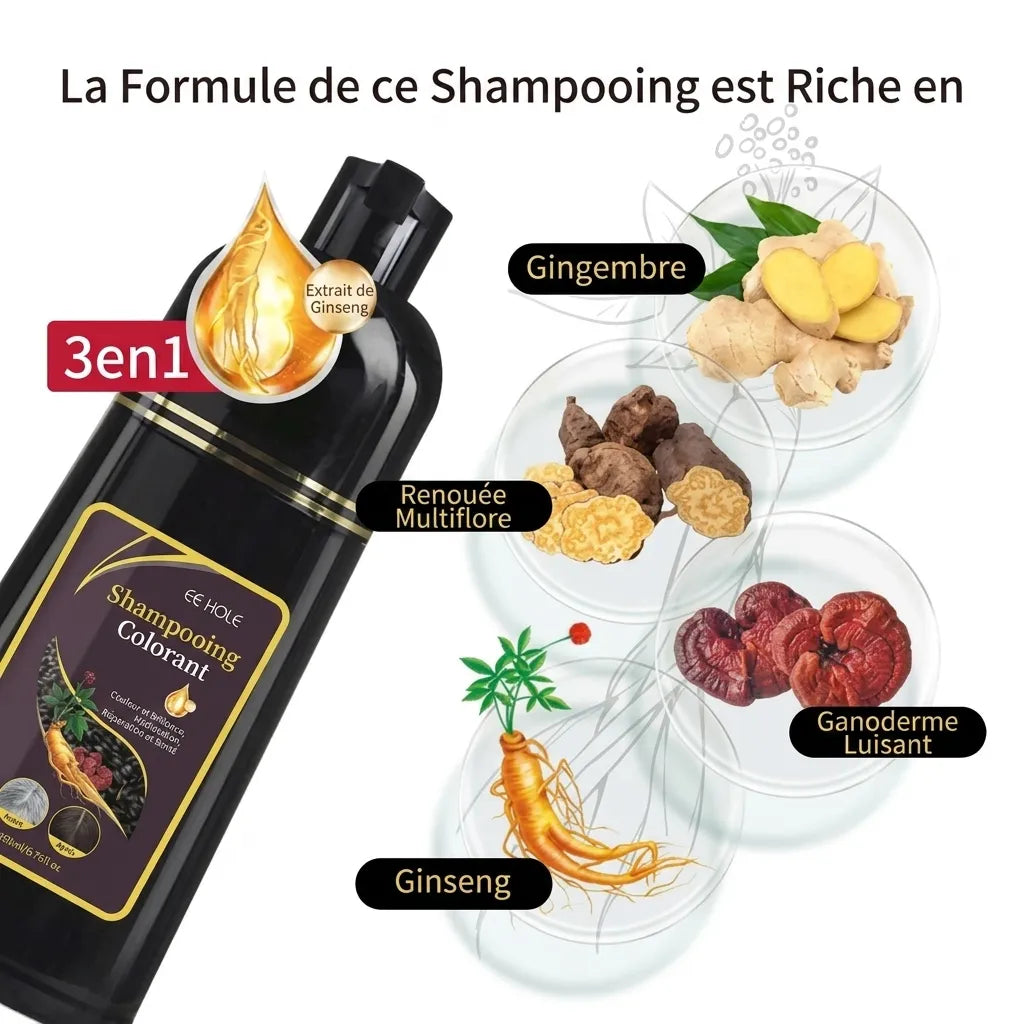 Shampoing réparateur et colorant pour cheveux noirs | Veiggara.