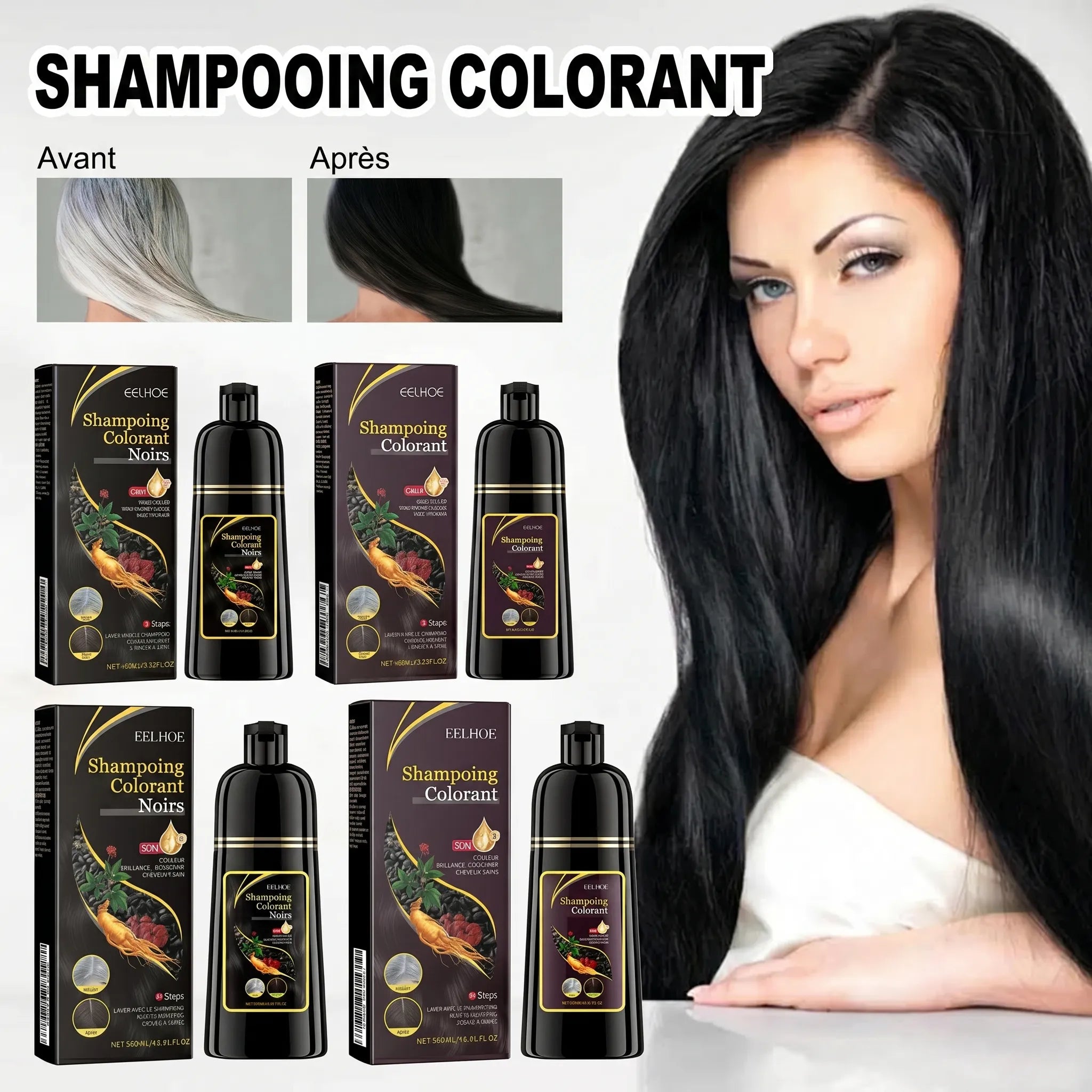 Shampoing réparateur et colorant pour cheveux noirs | Veiggara.